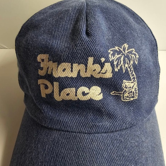 Vintage Franks Place Hat Tropical denim baseball cap 80s 90s - Picture 1 of 3